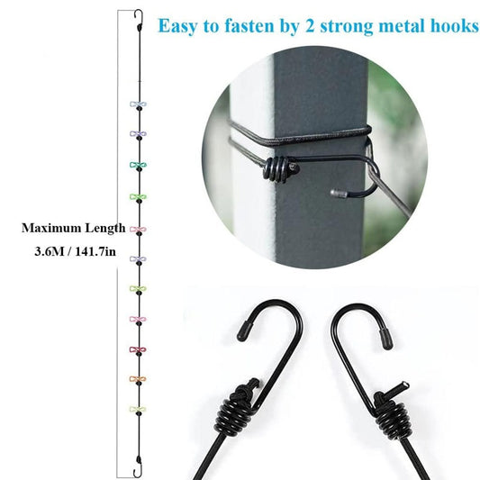 Cloth Drying Rope With 12 Clips