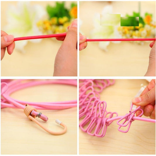 Cloth Drying Rope With 12 Clips